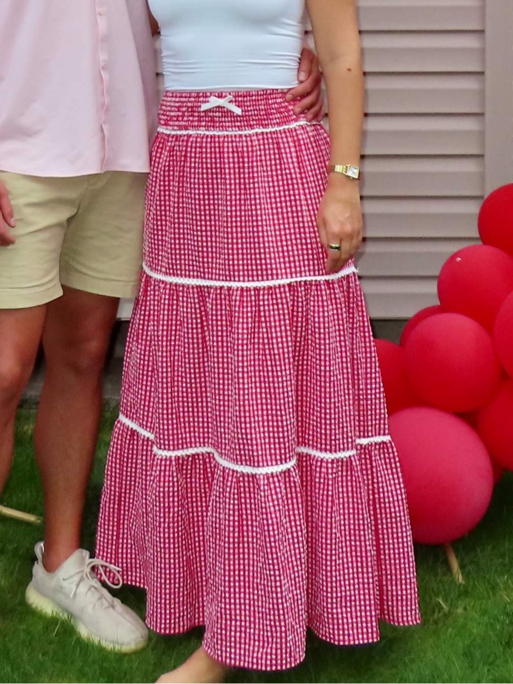 Red Gingham Maxi Skirt